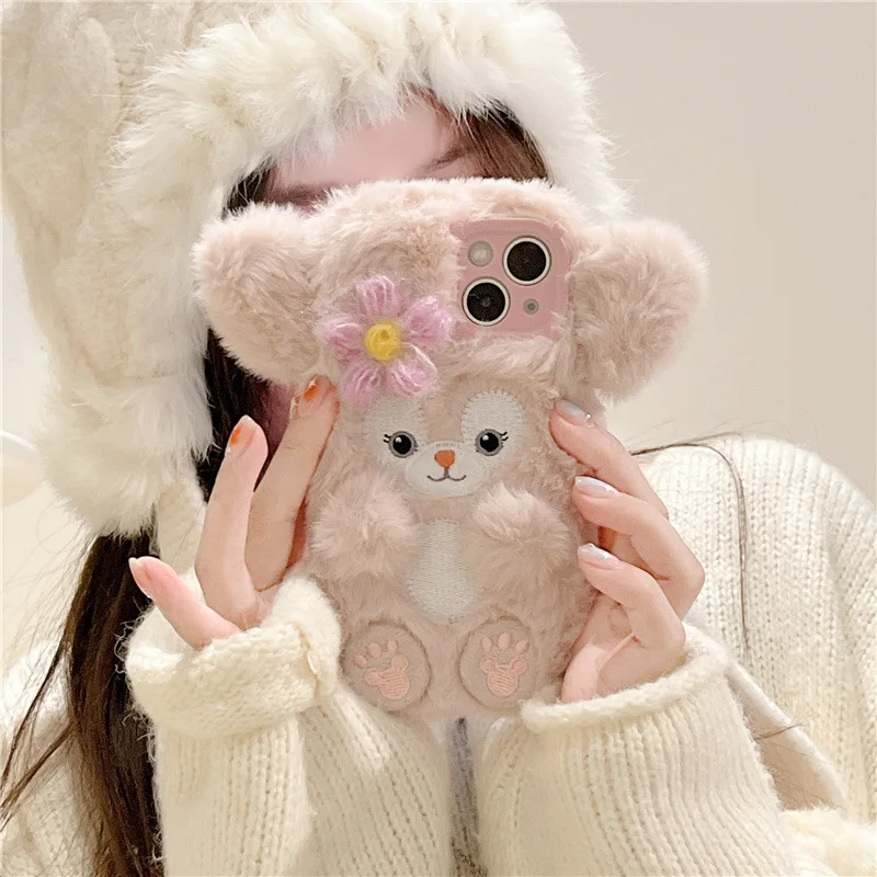 

Розовый мультяшный мягкий плюшевый чехол Linabell для iPhone 14, 13, 12, 11 Pro Max, чехол, задняя крышка для телефона Disney Fox для Apple iPhone 13