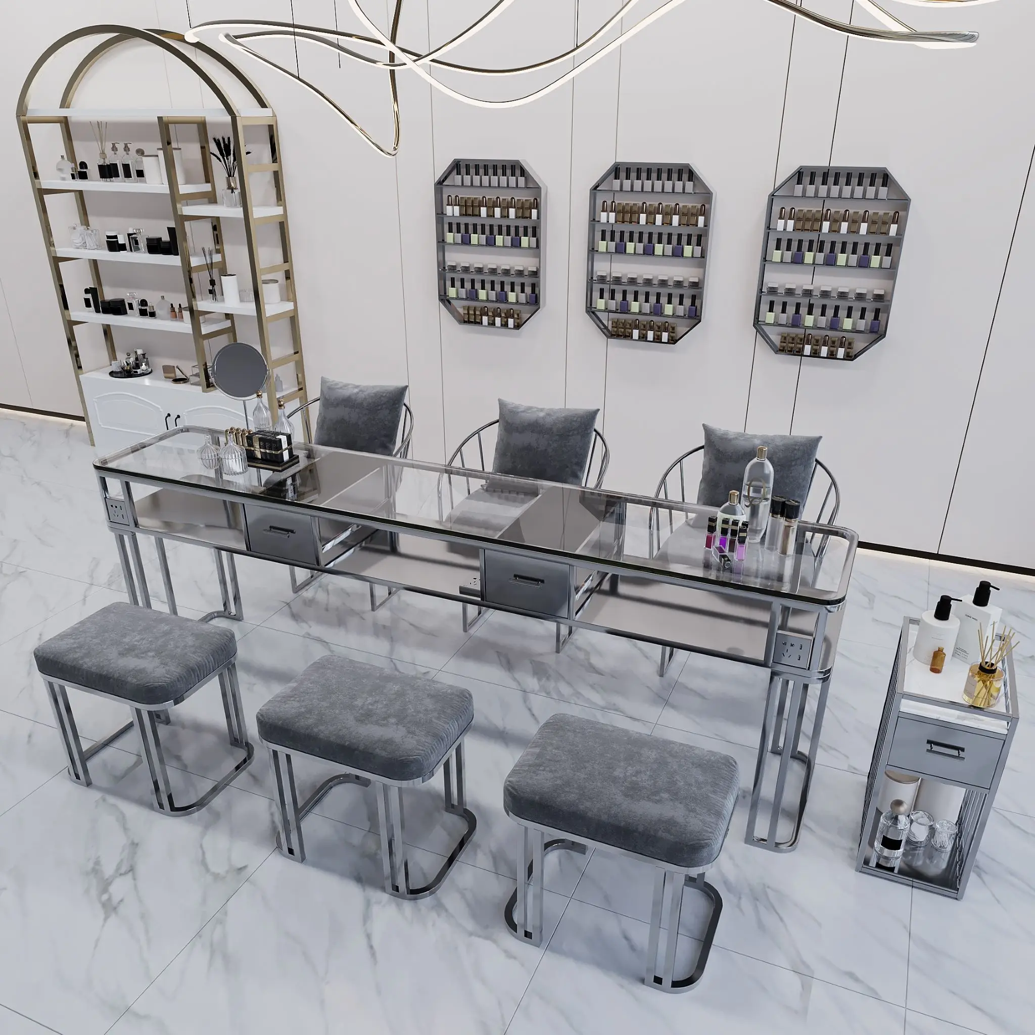 Профессиональный стеклянный Настольный скандинавский туалетный столик для