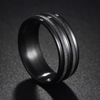 mens new fashion 8mm black brushed stainless steel ring groove women party rock punk rings gift for men high quality