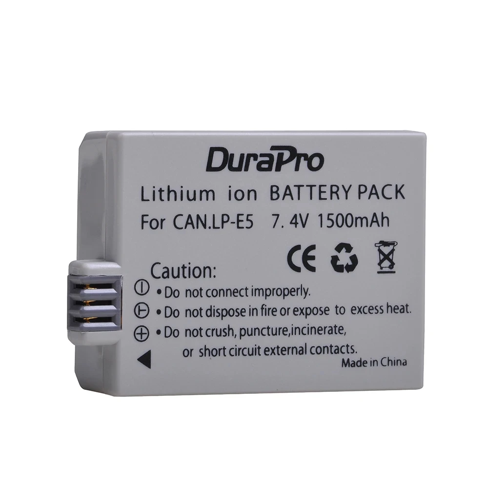 Фото Аккумулятор DuraPro 1500 мАч LP-E5 LPE5 LP E5 для Canon EOS Rebel XS, Rebel T1i, Rebel XSi, 1000D, 500D, 450D, L10 №1