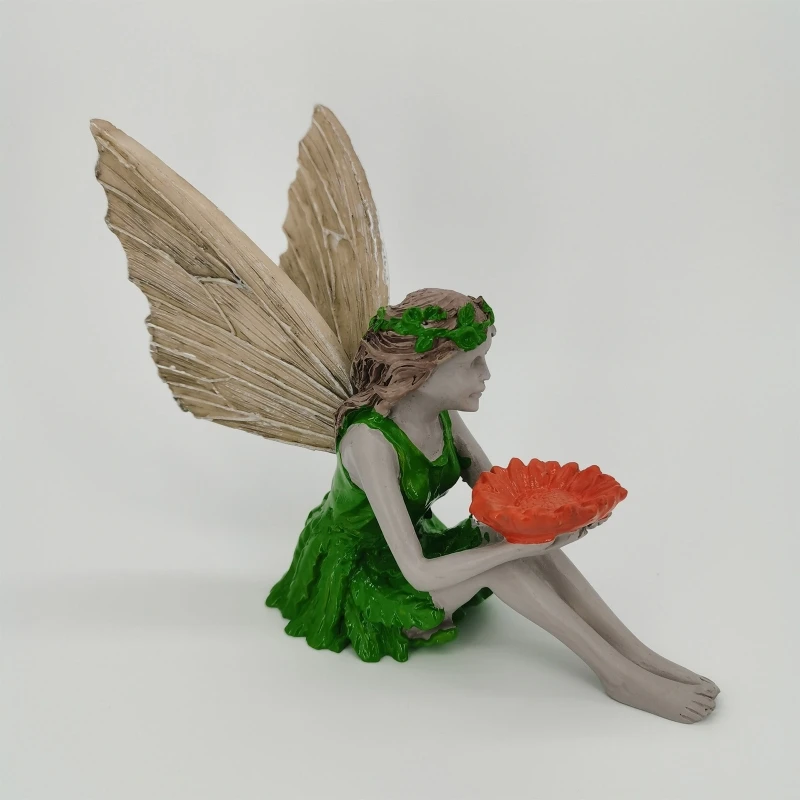 

Creative Sunflower Fairy Elf Statue Ornament Balcony Garden Resin Bird Feeder Craft Landscaping Yard Decor Accessories