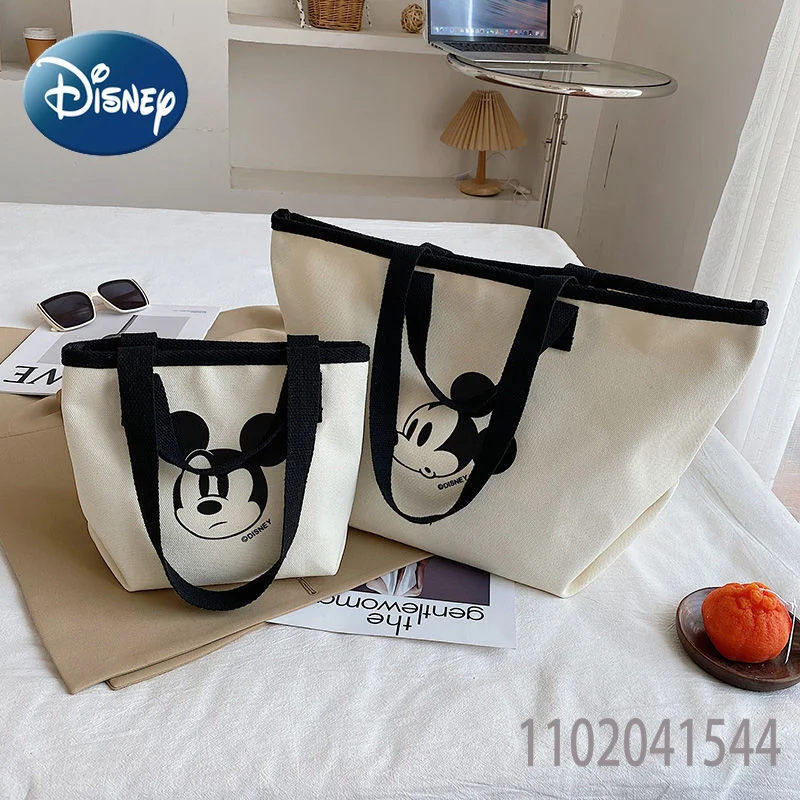 Disney Canvas Bag Mickey Pattern Female Popular Fashion High Quality Large Capacity Shoulder Handbag for Girls Women Children