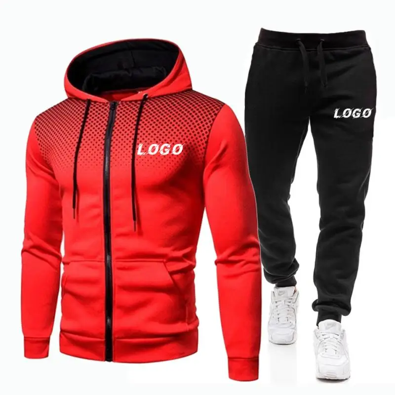 

Мужской повседневный спортивный костюм с логотипом на заказ, демисезонная модная мужская куртка и спортивные брюки, комплект из 2 предметов...