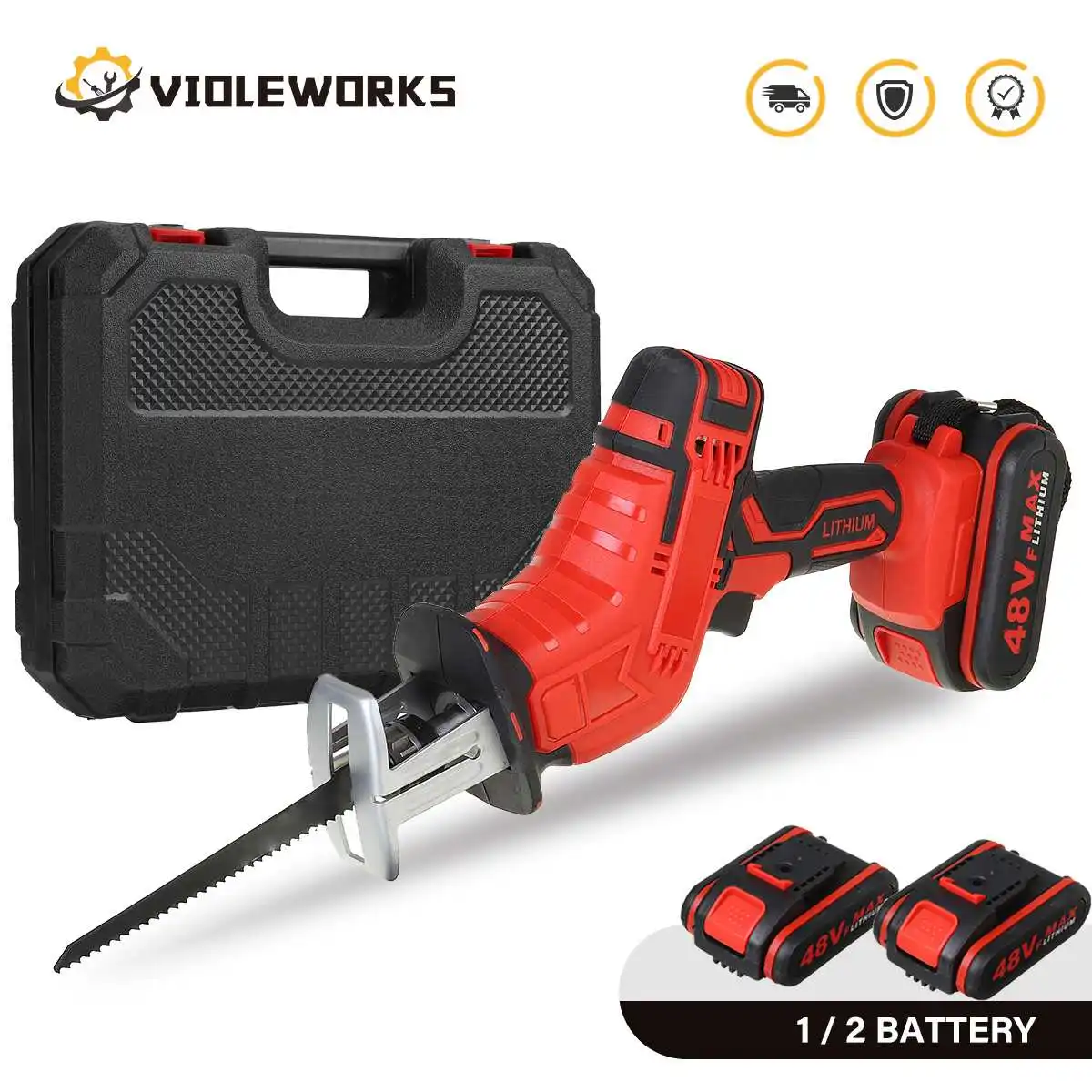 

3000W 88VF Cordless Reciprocating Saw 4 Blades Rechargeable Electric Saw Metal Cutting Woodworking Tool Kit with Li-ion Battery