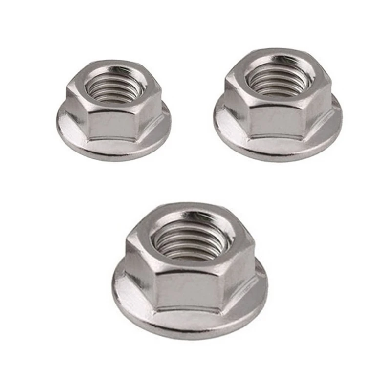 N0HB 10 шт. зазубренные шестигранные гайки с фланцем из нержавеющей стали автоматические стопорные гайки крепежные детали с