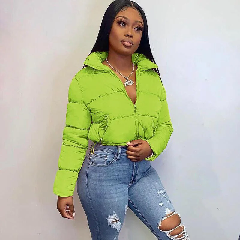Ladies Short Padded Long Sleeve Cardigan Stand Collar Warm Casual Bakery Women's Fall 2022 Coat
