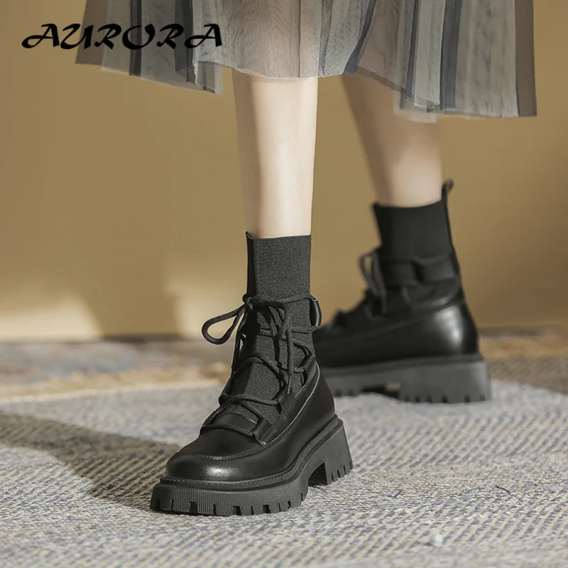 

ankle Boots Women's ankle boots platform boots Summer thin breathable spring and Autumn single boot black skinny boots AU004