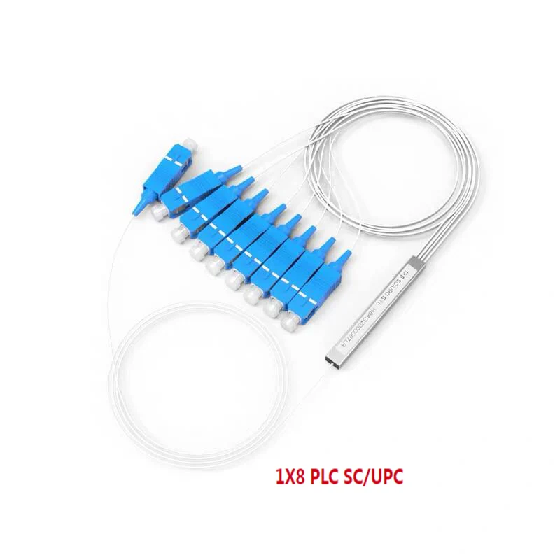 Free shipping 10 PCS/Lot 1X8 PLC SC/UPC SM 0.9mm G657A1 PVC 1m FTTH Fiber Optic SplitterAhHigh stability and durability