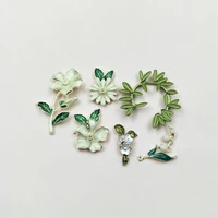 5 pcslot alloy cute little green leaf pendant buttons ornaments jewelry earrings choker hair diy jewelry accessories handmade