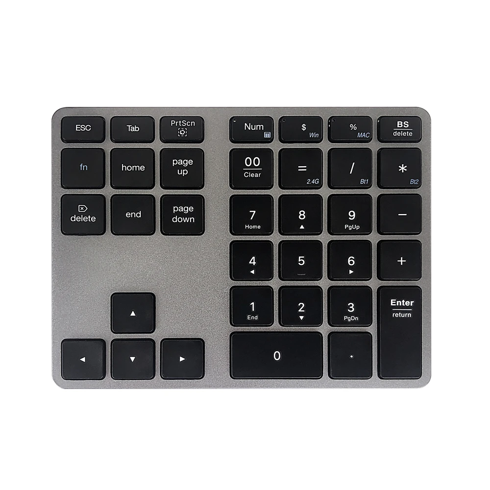 

Wireless 2.4G + 2BT Number Pad for Laptop Rechargeable Numeric Keypad 35-Keys Aluminum Numpad Keyboard for Mac Windows