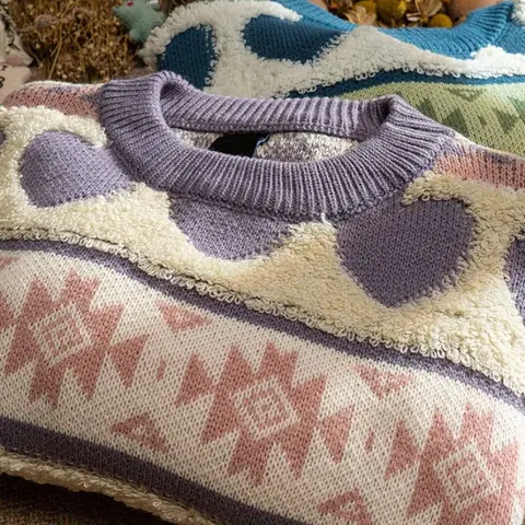 Женский трикотажный пуловер Zuolunouba акрил фиолетовый