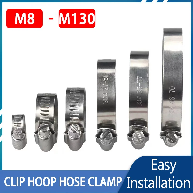 

2/4/6pcs 12 to152mm Stainless Steel Adjustable Drive Hose Clamp Fuel Line for Water Pipe Clip Hoop Hose Clamp installation Quick