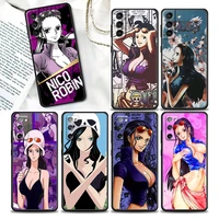 one piece nico%c2%b7robin phone case for samsung galaxy s7 s8 s9 s10e s21 s20 fe plus ultra 5g soft silicone case cover bandai