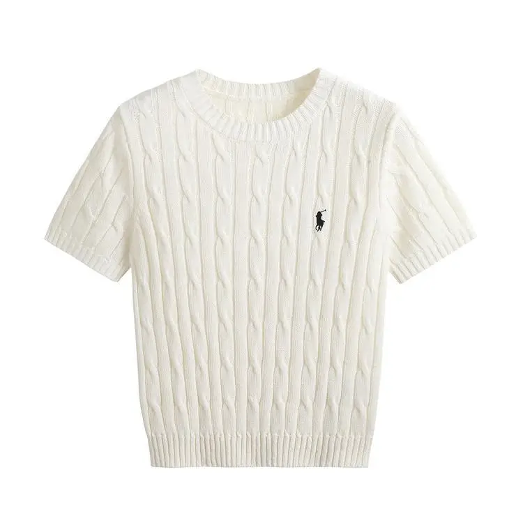 

2023 New Summer New Knit T-shirt for Women Classic Vintage Logo Stitch Short Sleeves Tees Girl Top
