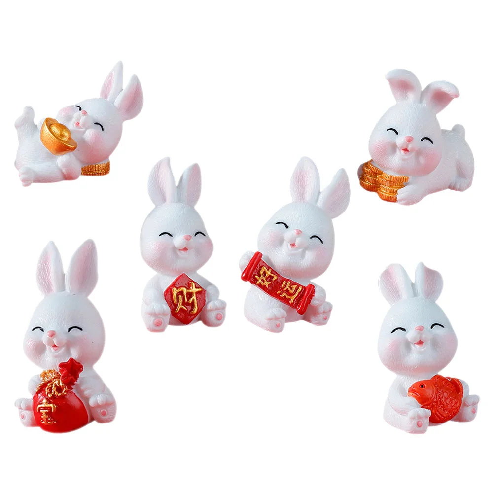 

Bunny Rabbit Miniature Figurines Figurine Decor Gardenlandscape Chinese Ornaments Animal Statues Tiny Lucky Zodiac Rabbits Toys