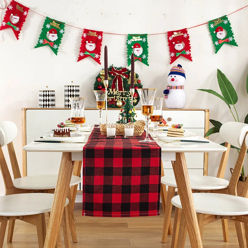 

Christmas Buffalo Plaid Table Runner Placemats Set Event Party Supplies Fabric Decor for Home Holiday Wedding Birthday Cloth