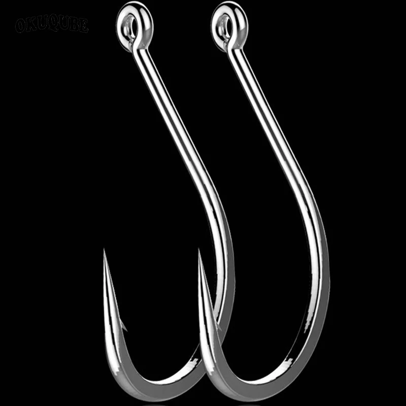 

50pcs/lot Fishhooks Black Coating Stainless High Carbon Steel Barbed Flattened Sharpened Fishing Hooks For Sea Fishing