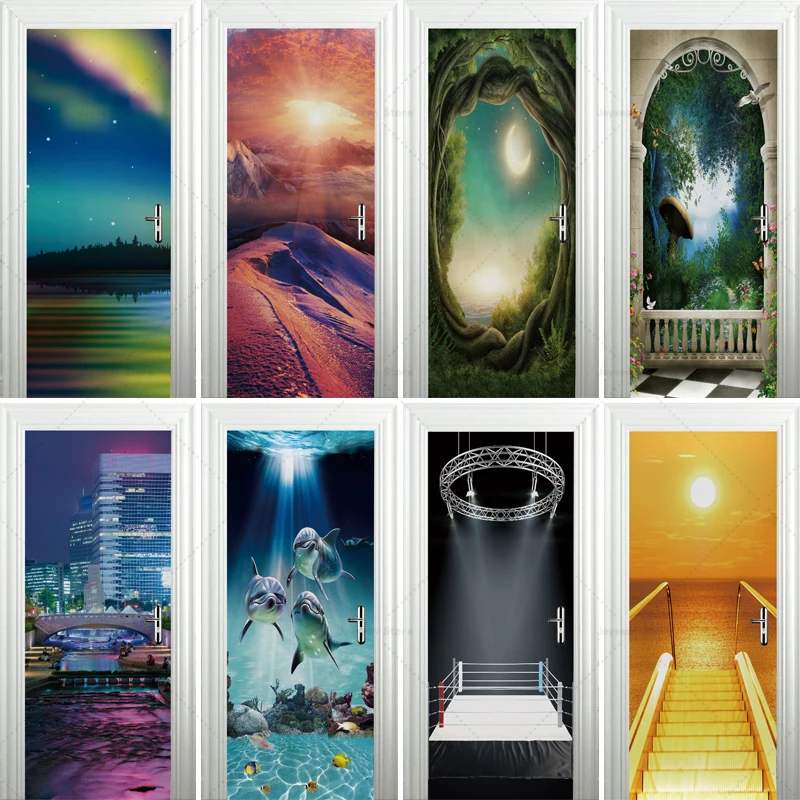 Водонепроницаемые самоклеящиеся дверные наклейки из ПВХ для обновления стен в