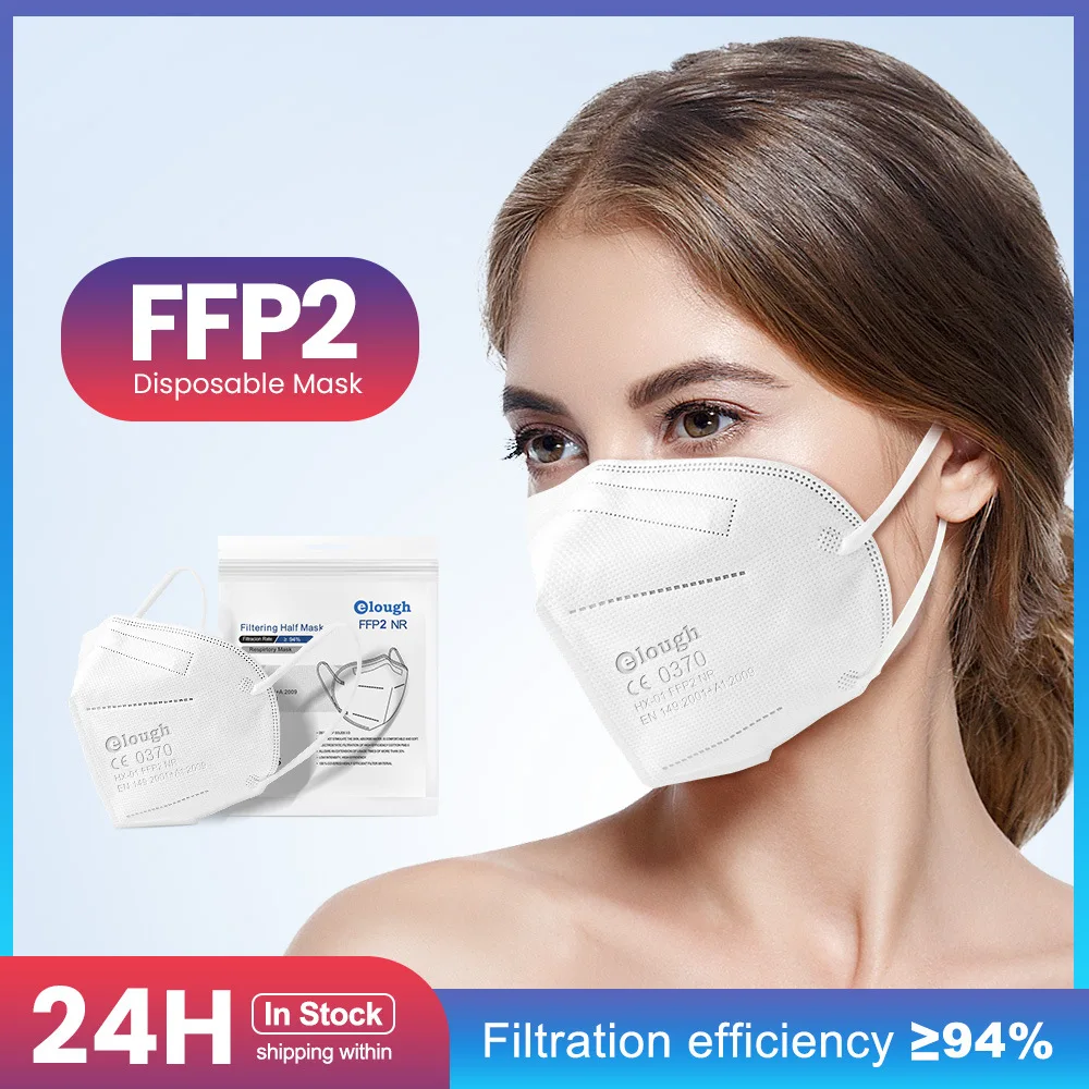 

FFP2 50-200pcs Adult Face Mouth Mask Disposable Black White 3D Stereoscopic Mascarilla Four Layer Protection Dustproof Masque
