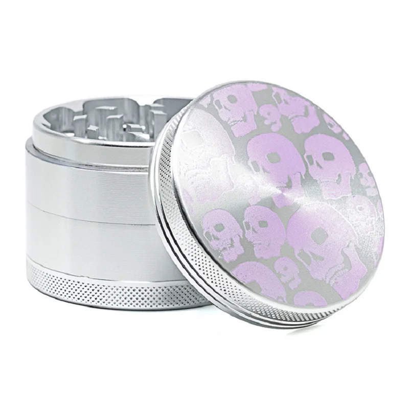 

50 Pcs Weed Accessories Diameter 63MM Skull Aluminum Alloy Manual Grinder 4 Layers Skull Hay Grinder Herb Grinder