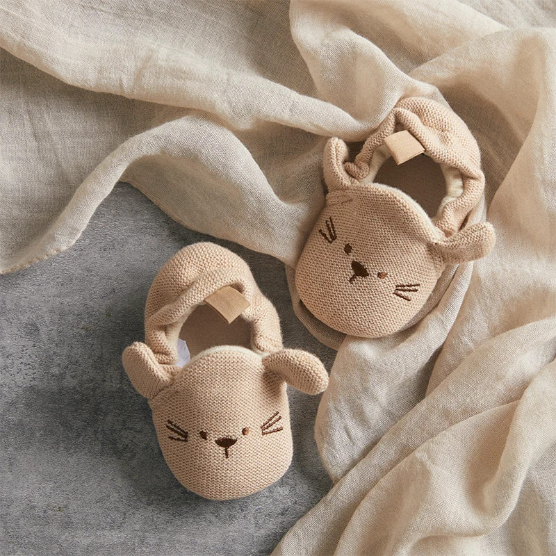 

Newborn Baby Crib Shoes Boys Girls Casual First Walker Cute Animal Ear Soft Soles Anti-Slip Toddler Flat Shoes for 0-18 Months