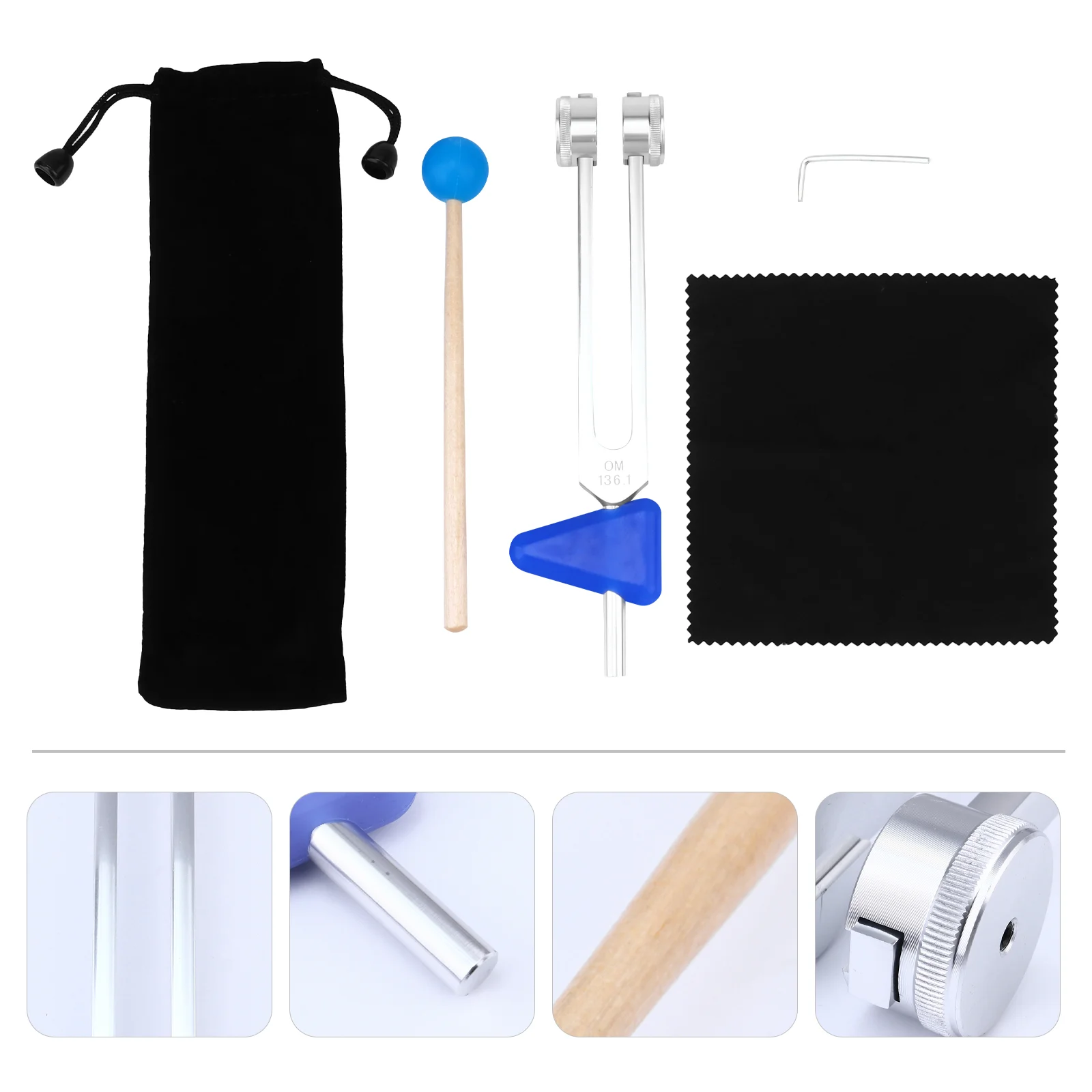 

Fork Instrument Tuningturning Yogaset Relieve Stress Hammer Om Metal Nerve Sensory Reflex Mental Percussion Chakra Energy