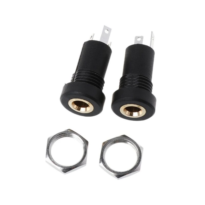 

2X 3.5MM Jack Socket 3 Pole Black Stereo Solder Panel Mount Gold With Nuts
