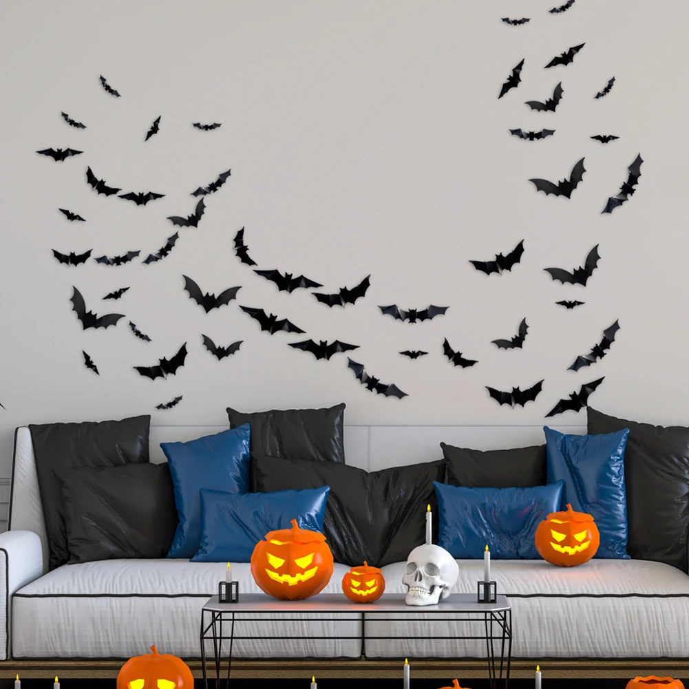

12Pcs/set Black Halloween Wall Sticker 3D Bat Wall Sticker Home Decor Wall Sticker