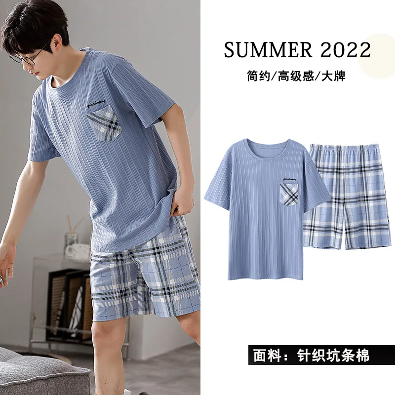 Plus Size Pajamas Set for Men Summer Shorts Two Piece Sleepwear Shorts Sleeve Plus Size 3xl 4xl Loungewear Cotton Nightwear pija