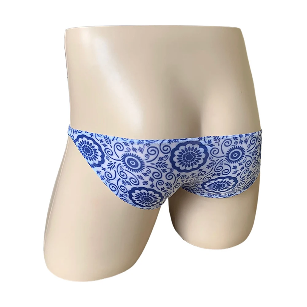 Мужские трусы с принтом из ледяного шелка дышащее нижнее белье заниженной талией