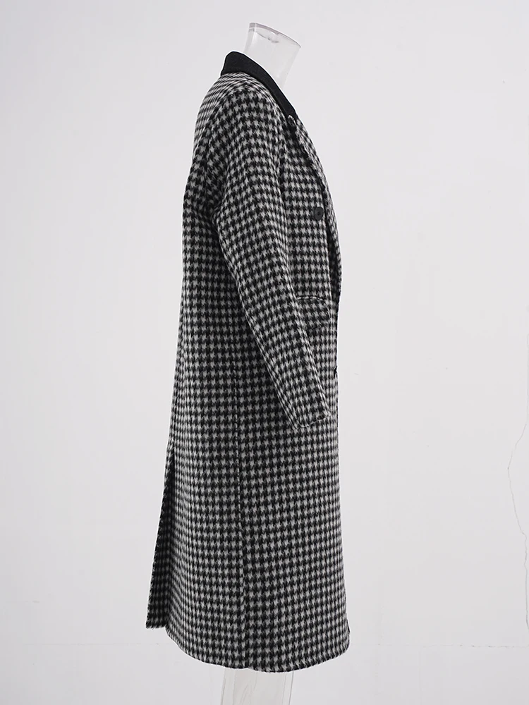 IEQJ элегантное женское шерстяное пальто с зубчатым воротником свободное