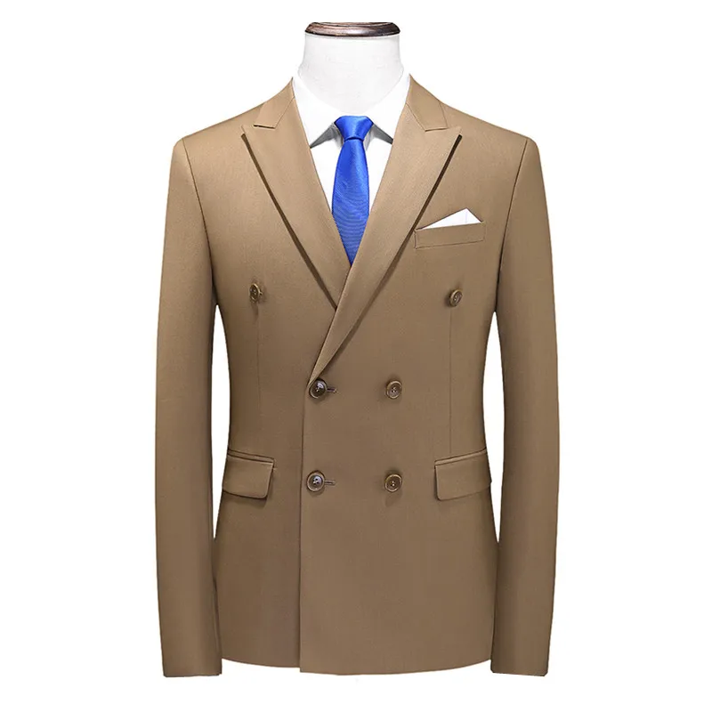

Slim Fit Double Breasted Blazer For Men Khaki Purple Yellow Gray Pink Royal Blue White Formal Blazer Mens Casual Blazers