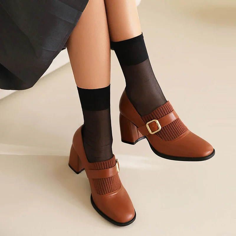 Вязаные шерстяные туфли из микрофибры классические винтажные французские Мэри