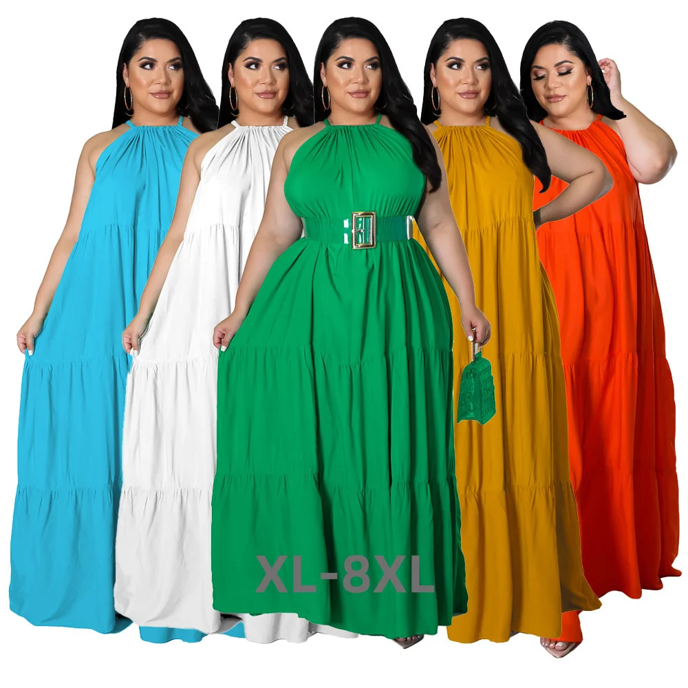 Plus Size Women's Dress Summer Holiday Clothing Wholesale Sexy Casual Loose Full Length Elegant New Dr 3xl 4xl 5xl 6xl