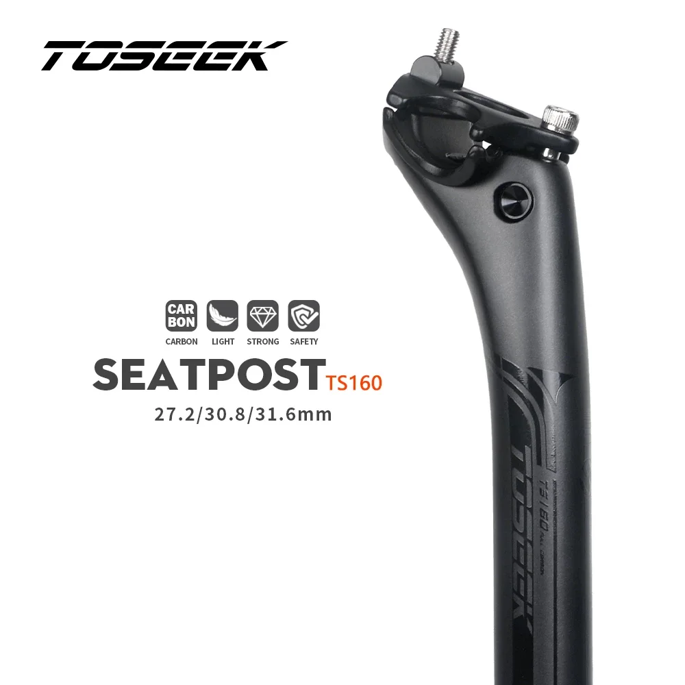 

TOSEEK Carbon Seatpost 27.2/30.8/31.6mm Matte Black MTB/Road Bike seat post Length 400mm seat tube bicycle parts