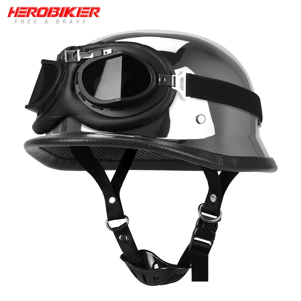 Винтажный мотоциклетный шлем HEROBIKER немецкий пилота с открытым лицом ретро