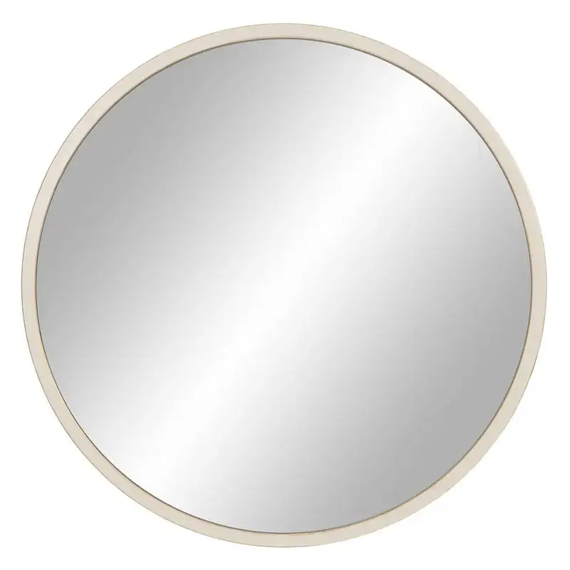

Round Metal Frame Wall Mount Mirror, Distressed Cream & Gold, 30" x 30"
