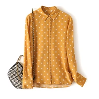 blusas mujer de moda 2022 verano elegantes 100 natural silk thin see through summer polka dot office lady casual shirts