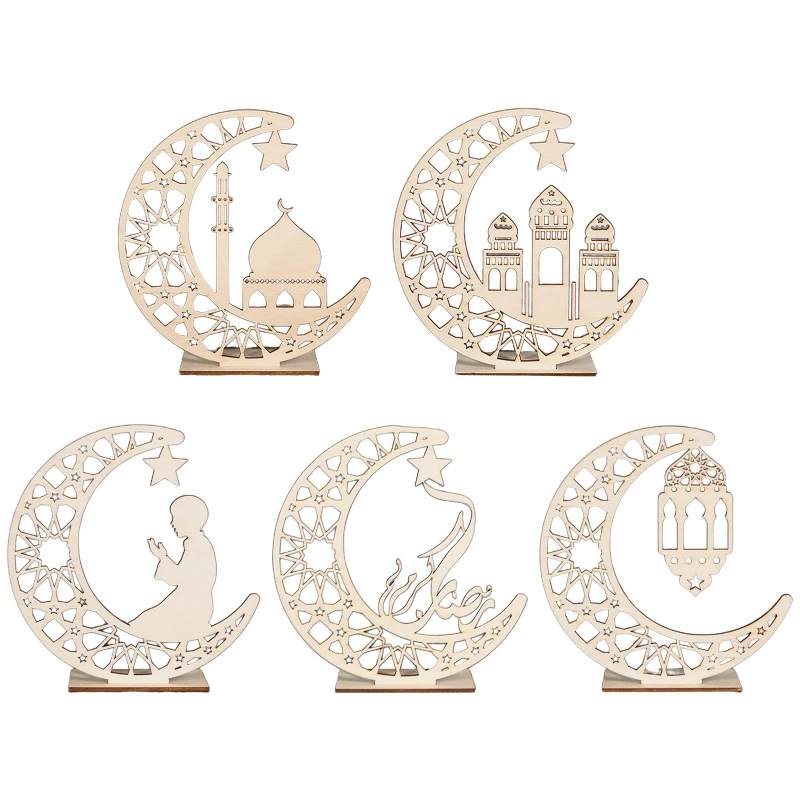 

Eid Wood Ornament Moon Star Islamic Muslim Party Decor Gift Supplies