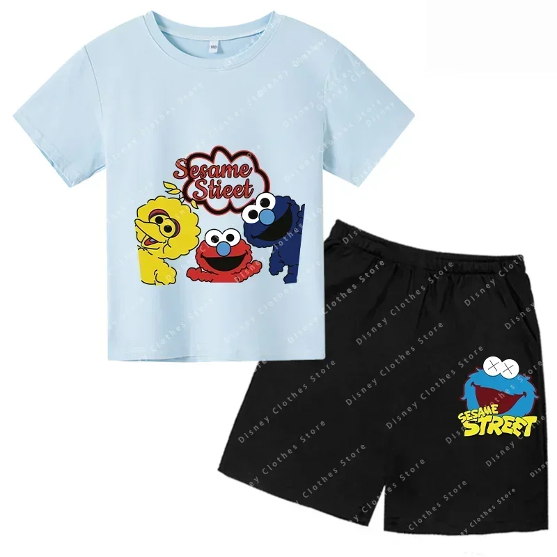 Футболка детская летняя с коротким рукавом и принтом Улица Сезам