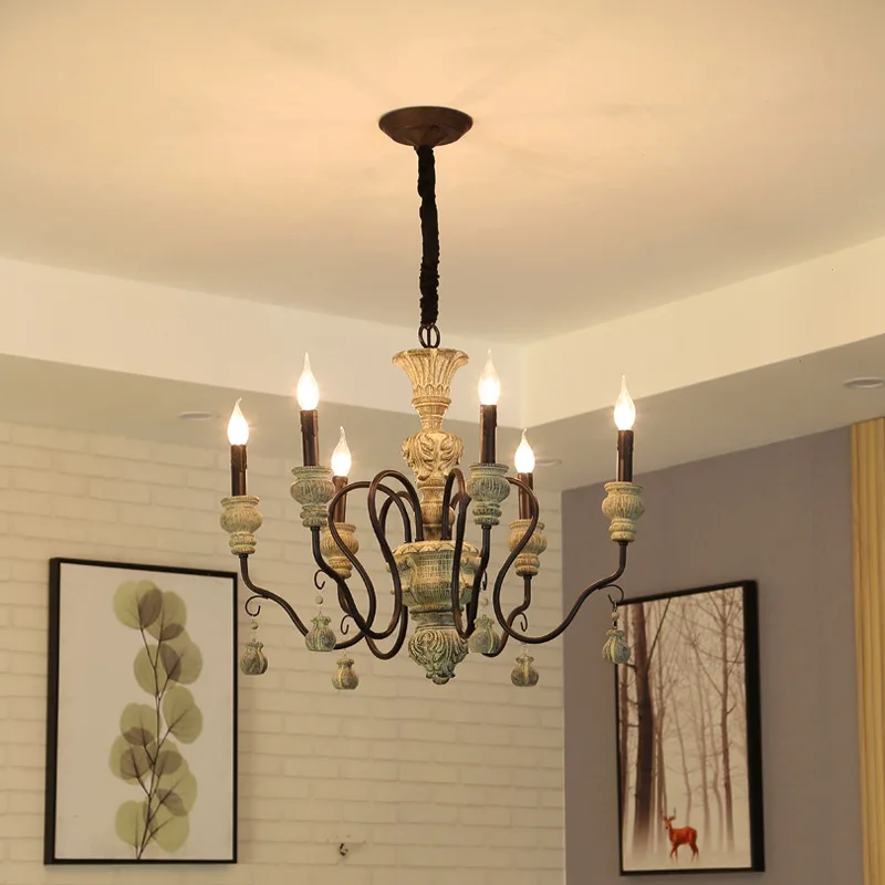 

Retro Stair Hanging Chandelier Lobby Restaurant Resin Creative Pendant Lights Personality Double Deck Duplex Villa Ceiling Lamp