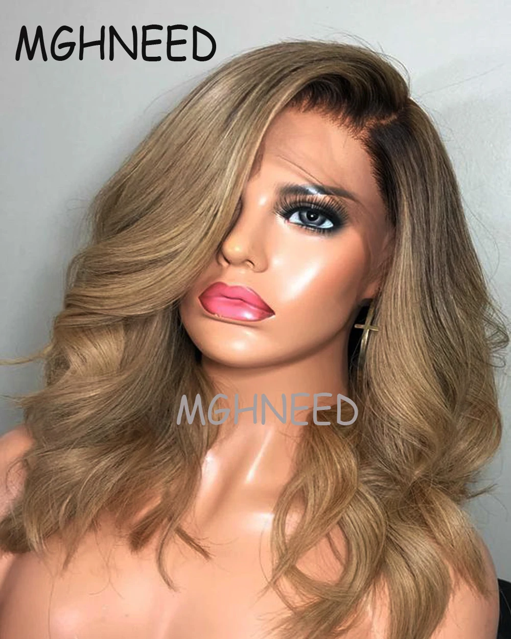 Ombre Blonde Lace Frontal Wigs Virgin Human Hair 360 Full Lace Wig For Women With Baby Hairs Preplucked Hairline