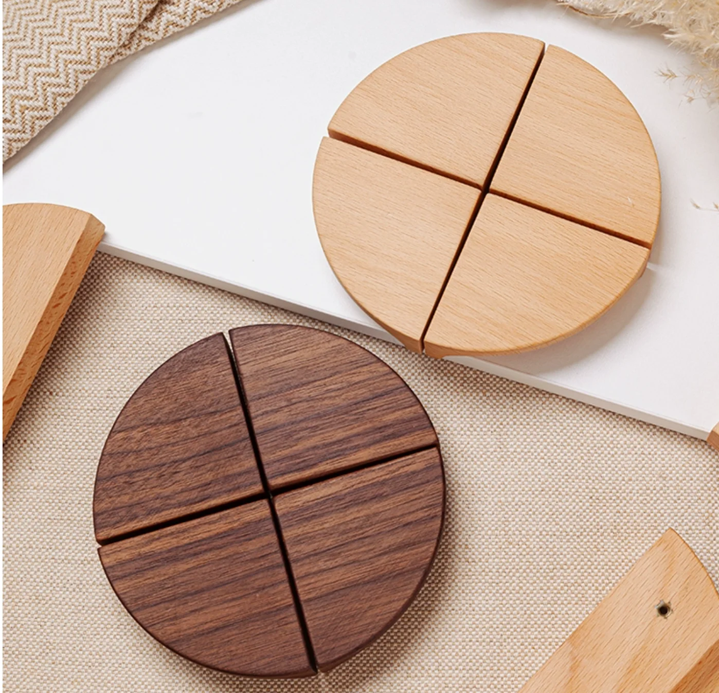 

Hole spacing: 32mm Solid wood handle Cabinet drawer wardrobe handle Circular and semi circular handle Black Walnut Beech Handle