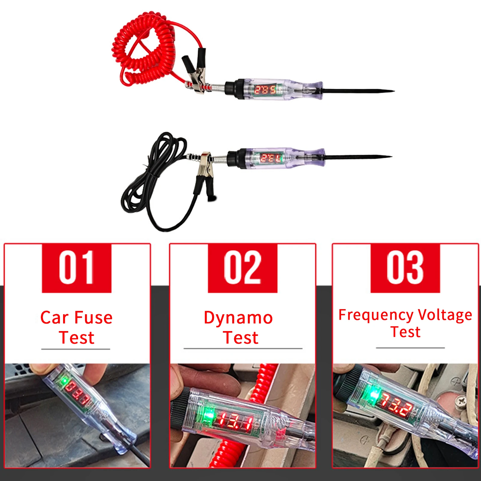

3V To 70V Voltage Tester Pen LED Digital Display Design Electric Tester Pen Fuse Tester For Car/Vehicles Professional Car