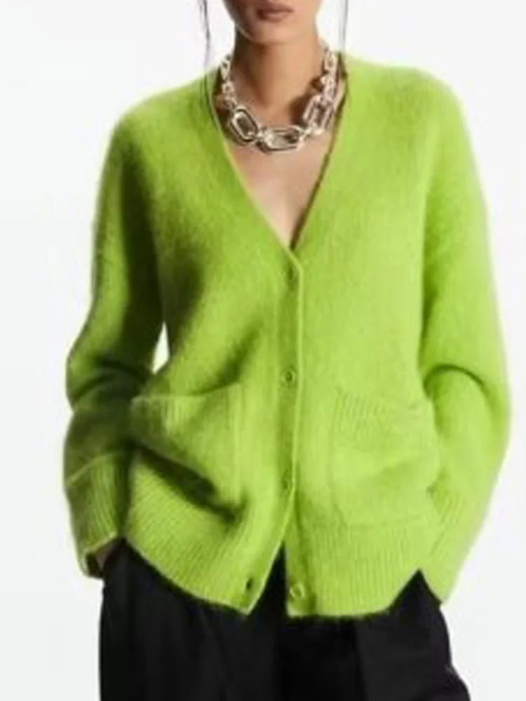 

Женский свитер с V-образным вырезом и кардиганы, на пуговицах