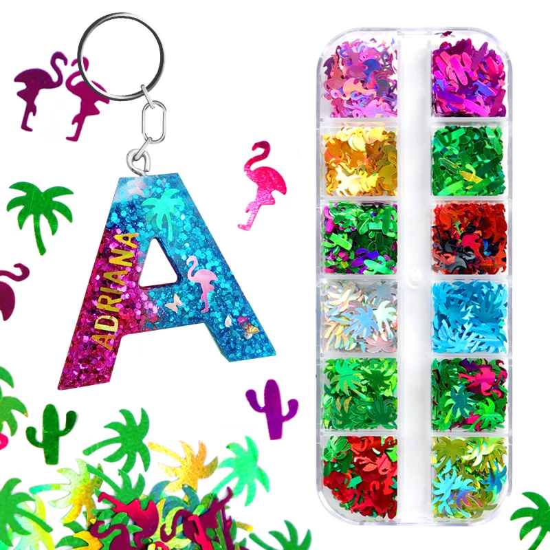 UV Epoxy Resin Filling Flamingo Coconut Tree Sequins Filler For Silicone Mold Glitter Crafts DIY Summer Beach Pendant Keychain