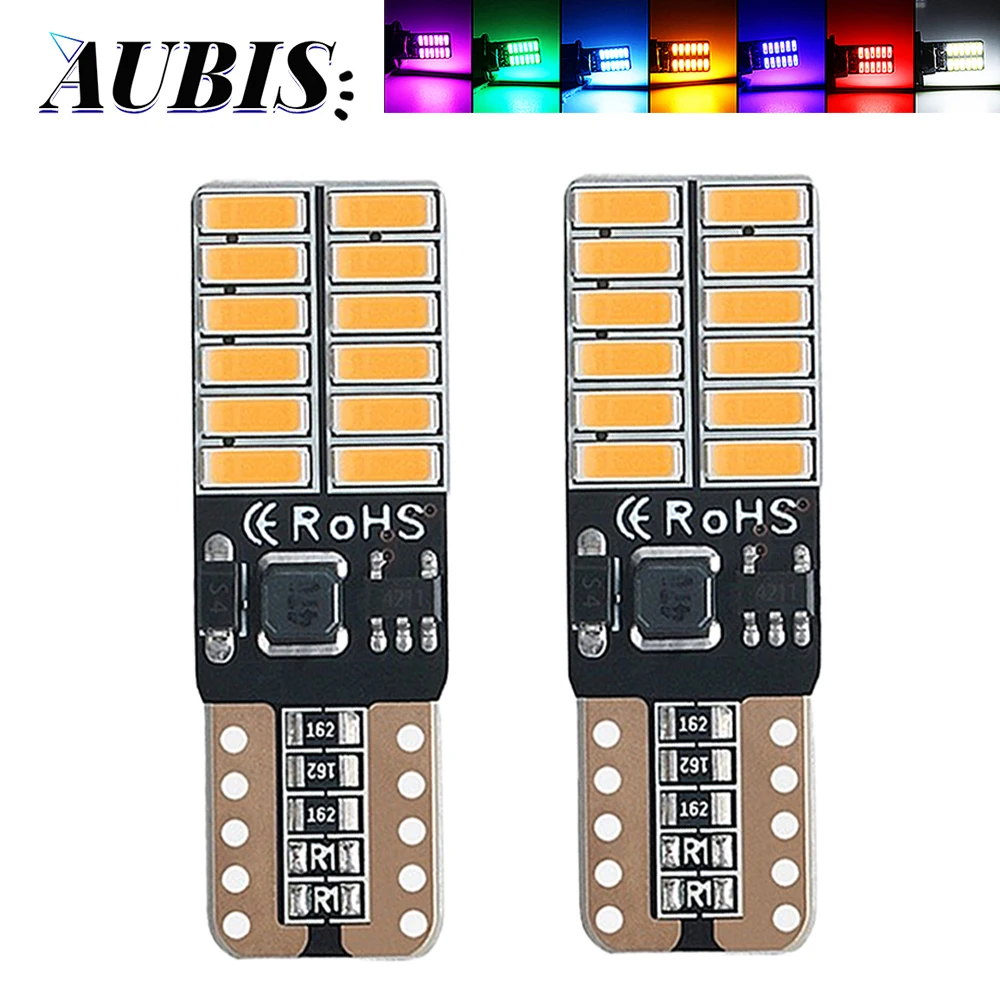 

2X T10 W5W 194 501 Canbus без ошибок 4014 чипов 24SMD Светодиодная лампа для внутреннего интерьера автомобильные лампы для габаритных огней белый красный ...