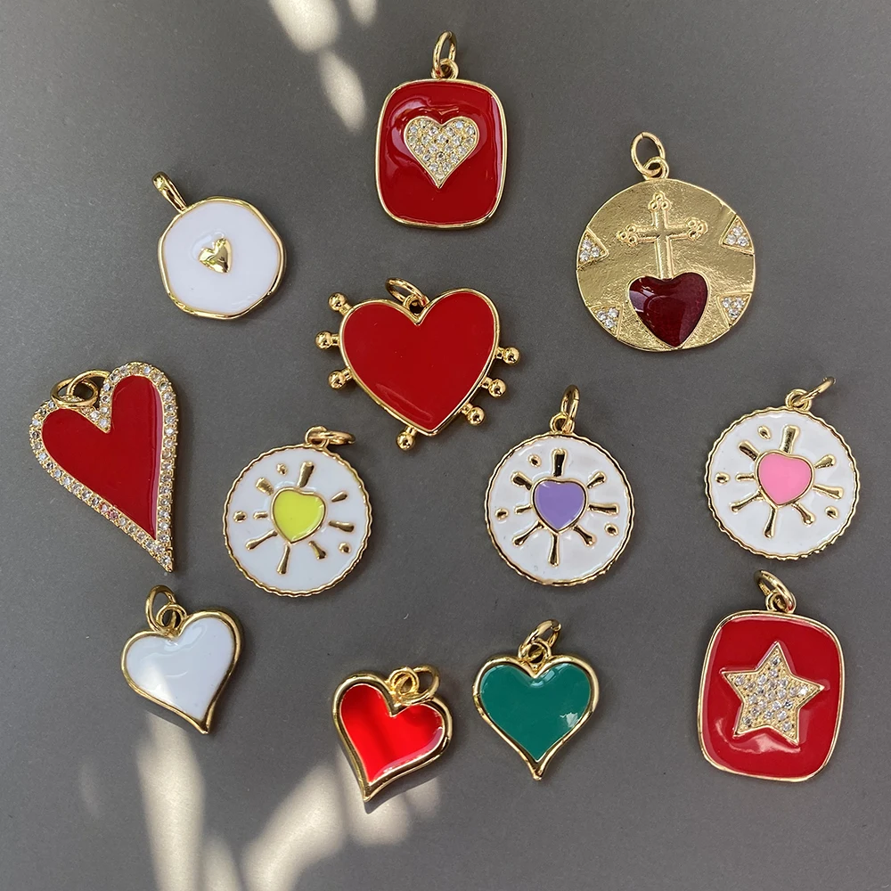 

Red Love Heart Charms Charms for Jewelry Making Diy Charm Designer Pendant Jewelry Making Charm Gold Color