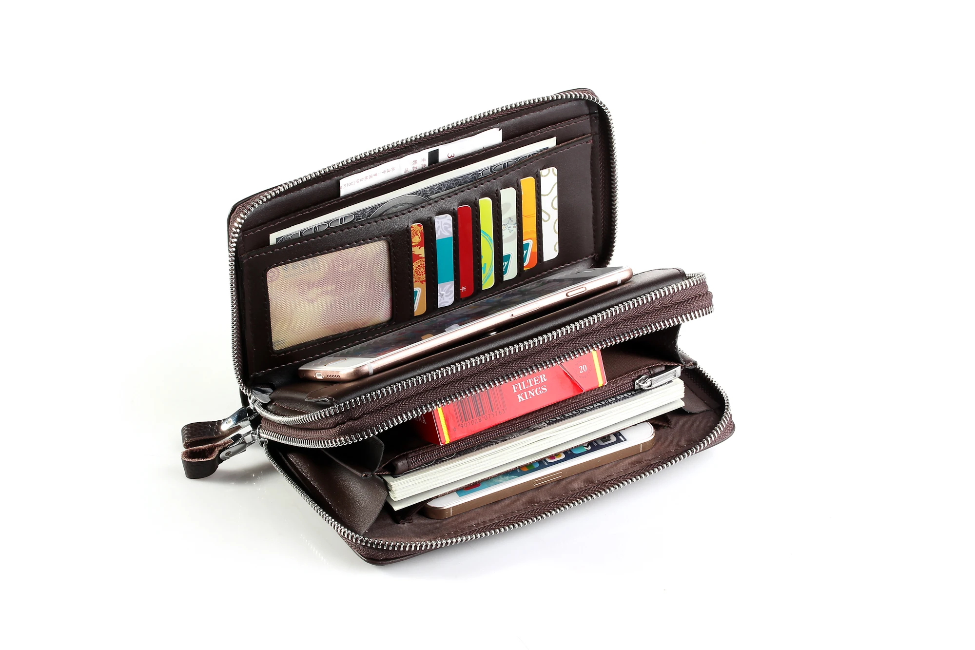 Brand Men Wallet Double Zipper Purse Long Money Clip Phone Package Luxury Large Capacity Coin purse man Clutch Bags sac carteira