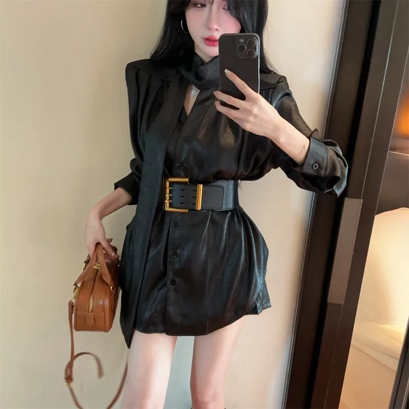 Офисная женская элегантная Свободная юбка MiiiiX осень 2024 дизайнерская длинная